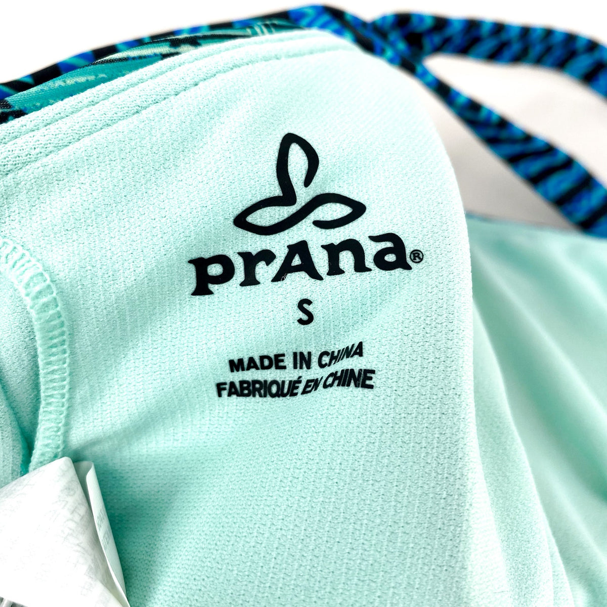 PRANA Women's Alicia Bikini Top Small Vortex Blue Rhythm Bralette Cross Back NWT