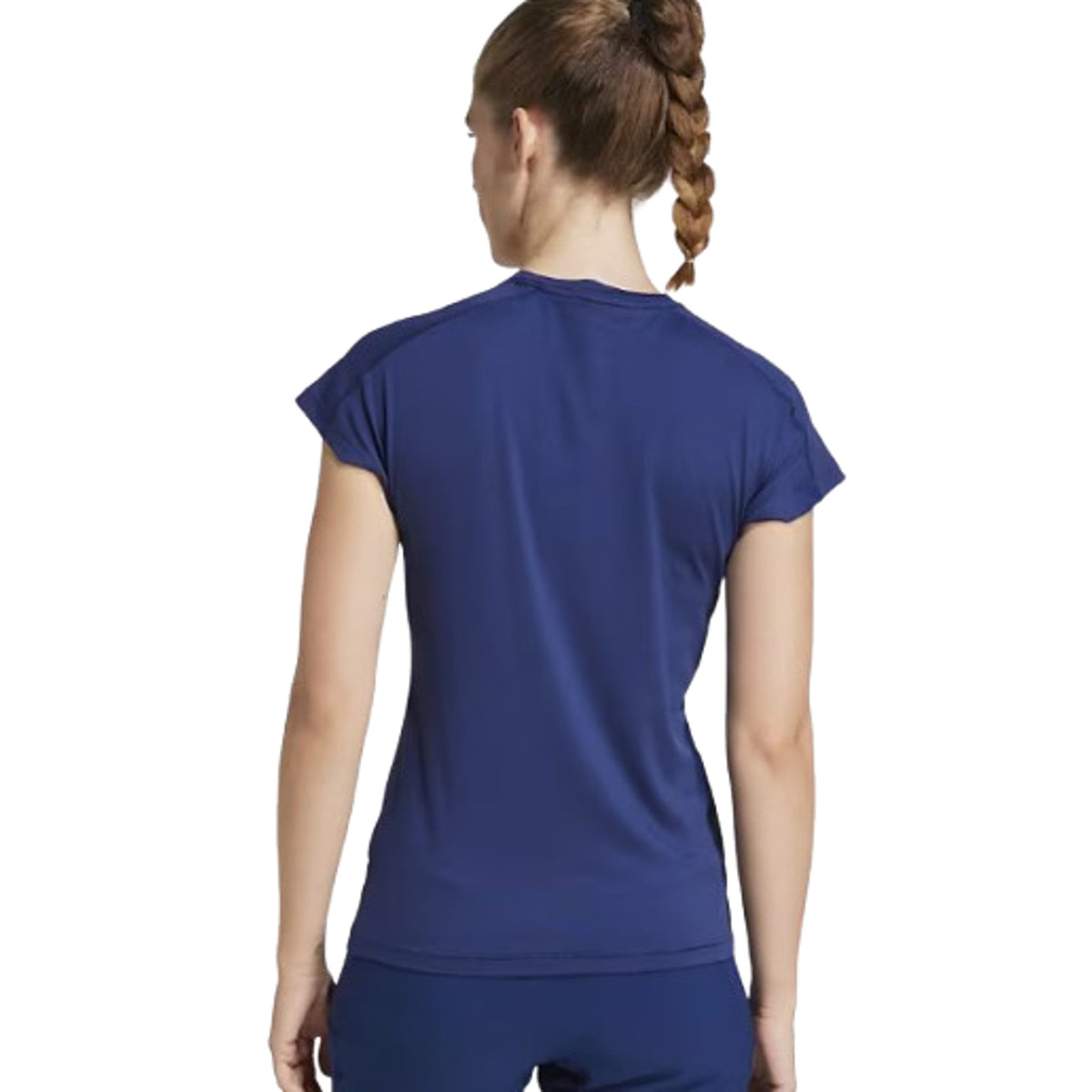 ADIDAS Women's Train Essentials V-Neck Tshirt Medium Dark Blue Short Sleeve NWT