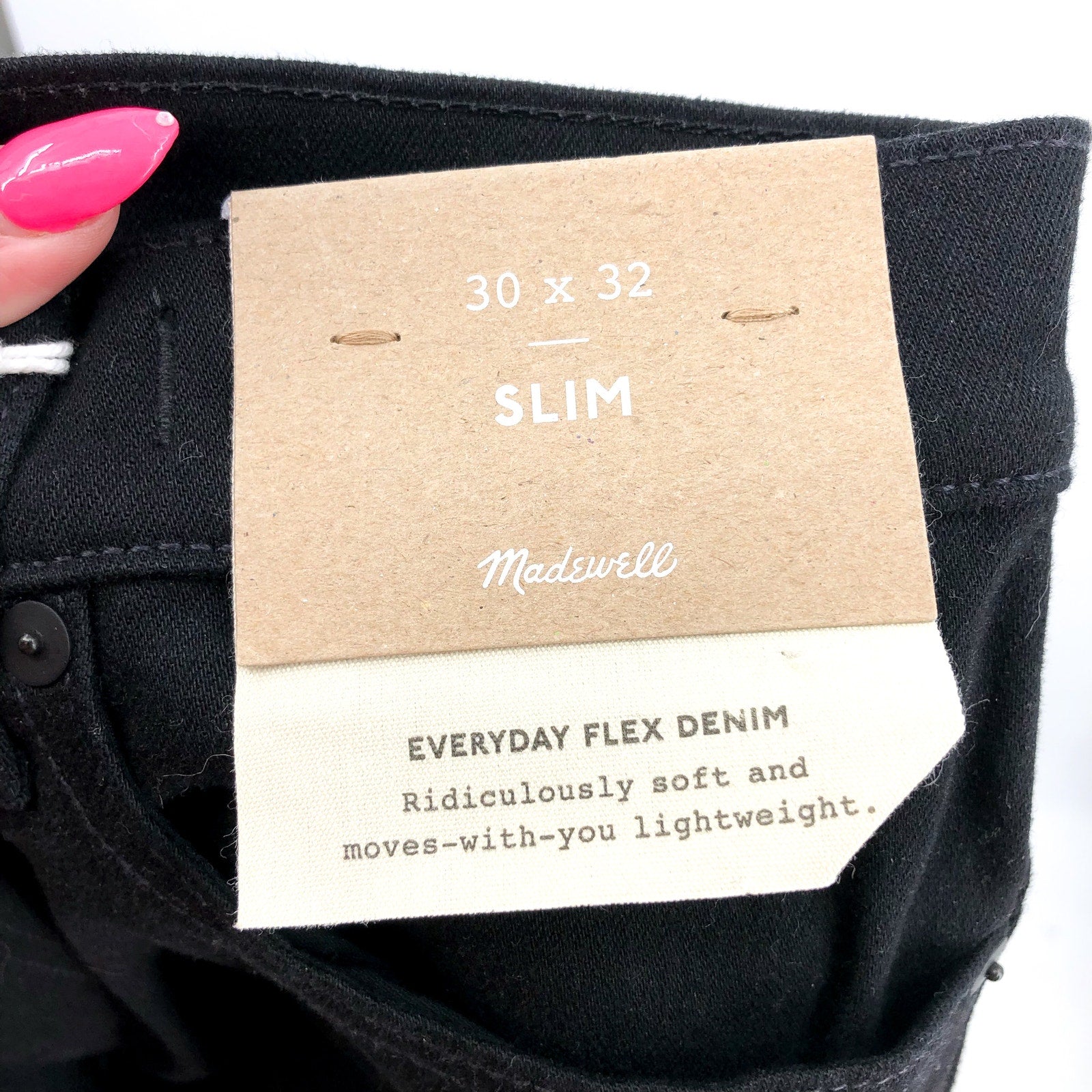 MADEWELL Men's Slim Jeans 30x32 Black Bainhart Wash ND479 COOLMAX® Denim NWT