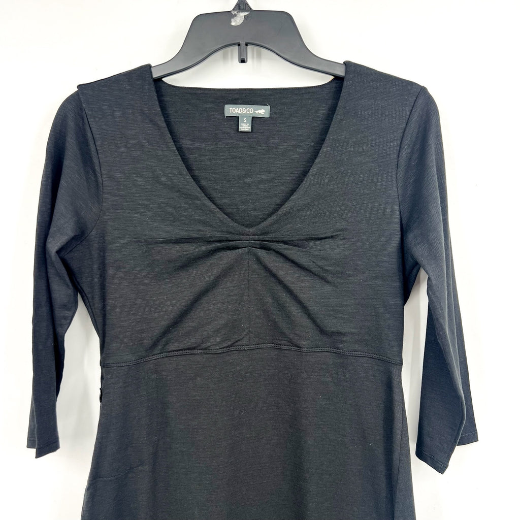 TOAD & CO. Women's Rosalinda A-line Knit Dress Small Black 3/4 Sleeves NWT