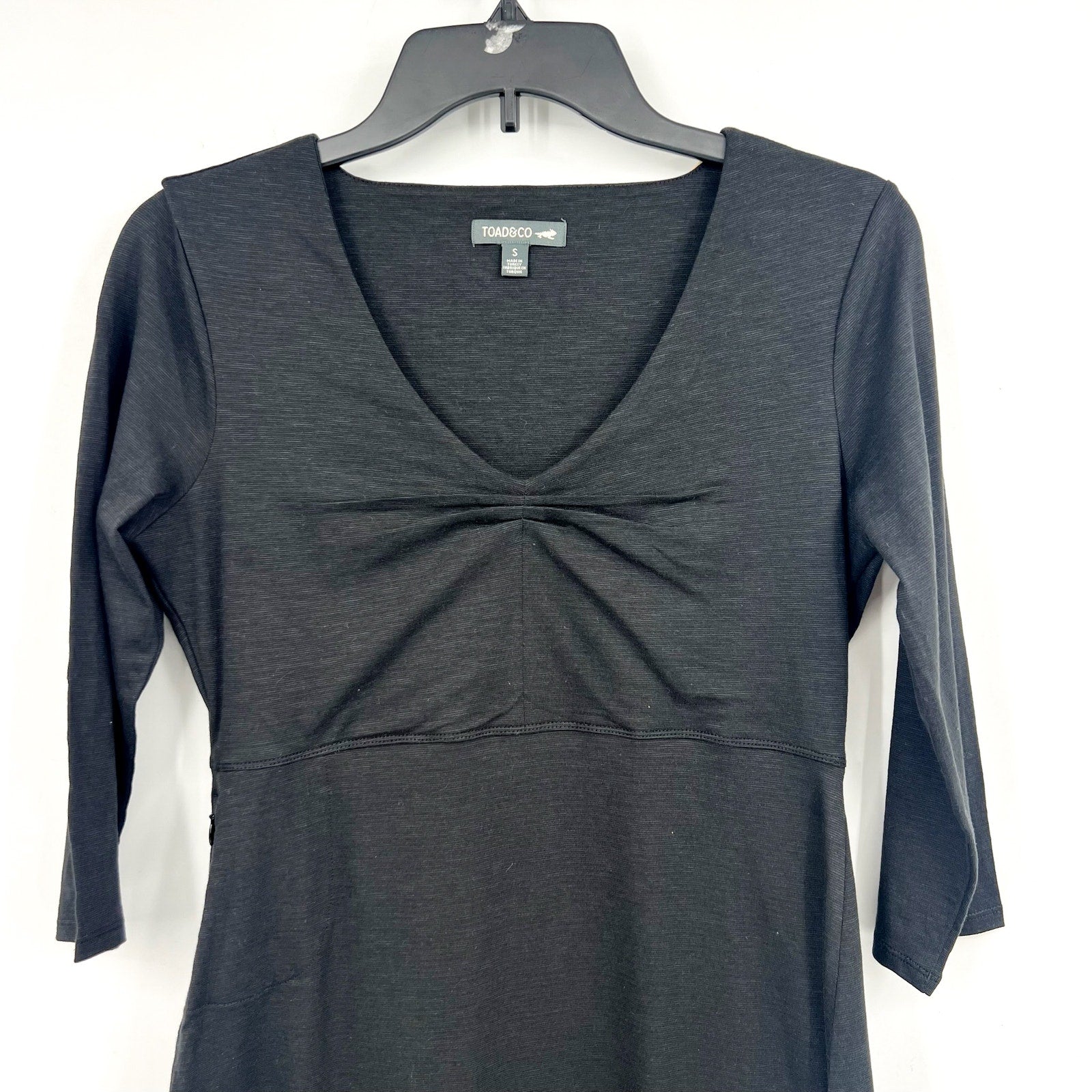 TOAD & CO. Women's Rosalinda A-line Knit Dress Small Black 3/4 Sleeves NWT