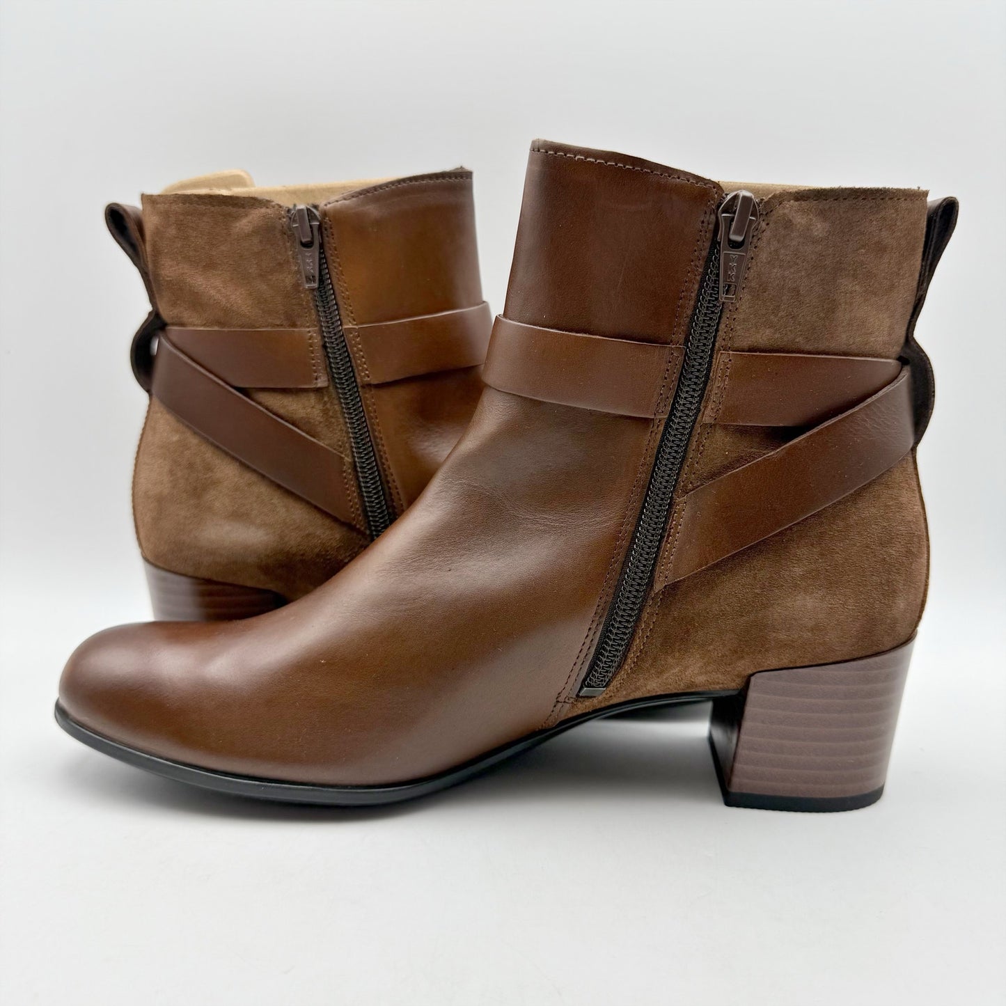 Ecco Womens Dress Classic Ankle Boots EU 40 US 9 Walnut Brown Leather 35 mm NWOB