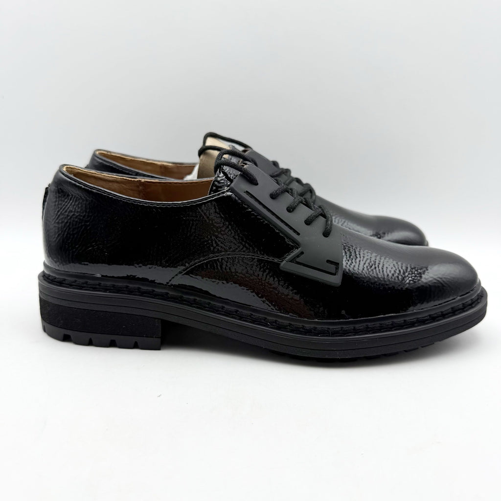 Franco Sarto Womens Sendra Lug Sole Derby Shoes US 7.5 M EU 37.5 Black NIB