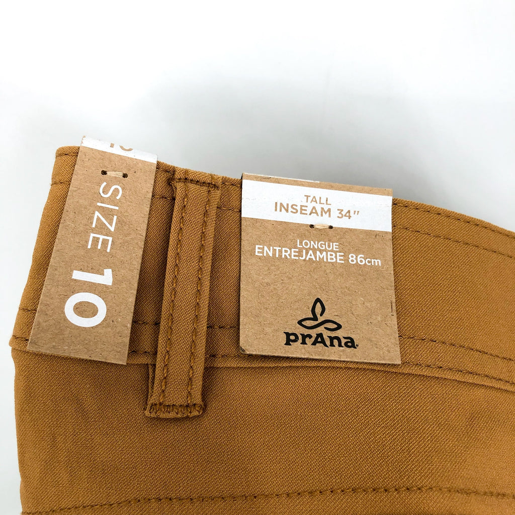 PRANA Women's Halle Straight Pants II Size 10 Tall Tan Earthbound 34" Inseam NWT