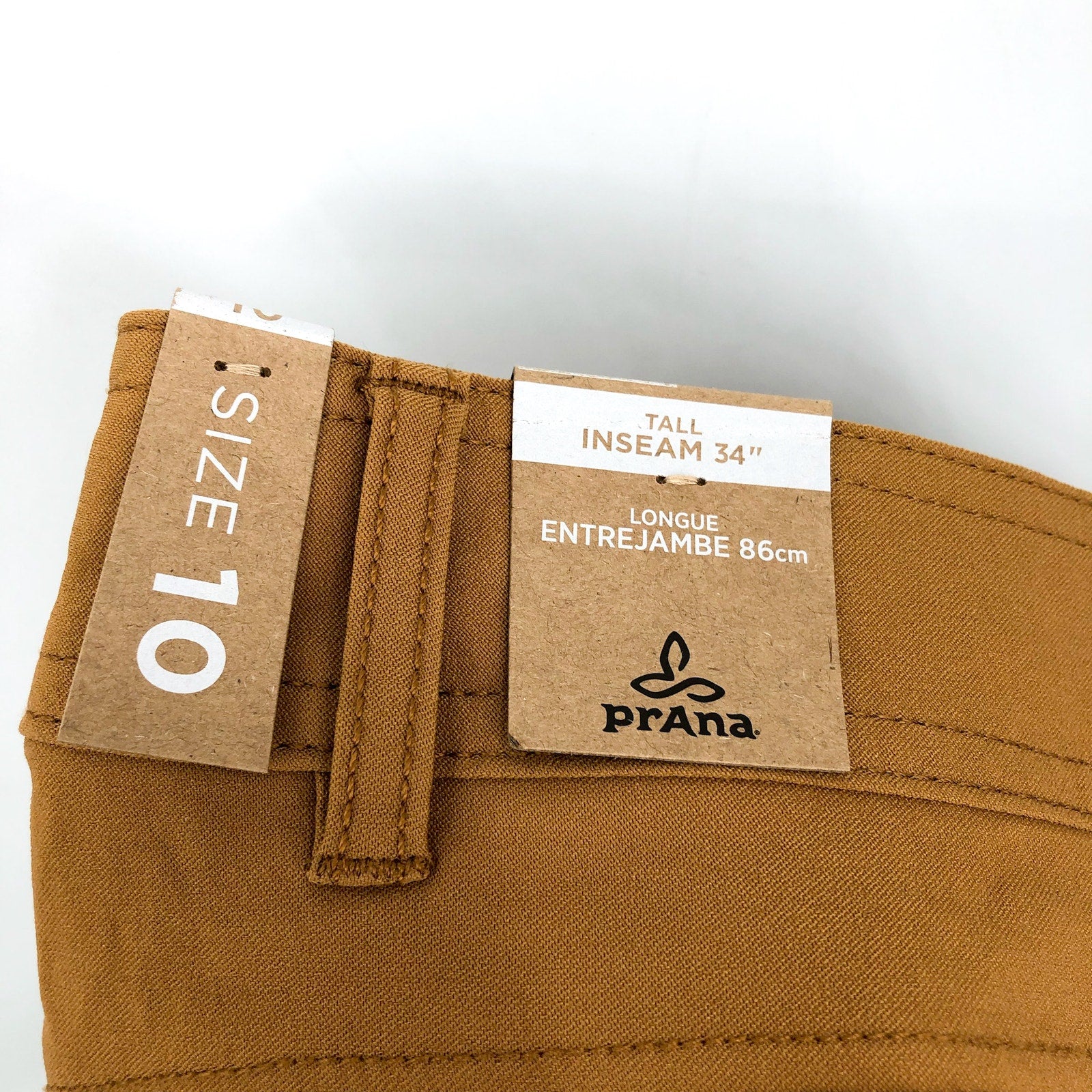 PRANA Women's Halle Straight Pants II Size 10 Tall Tan Earthbound 34" Inseam NWT