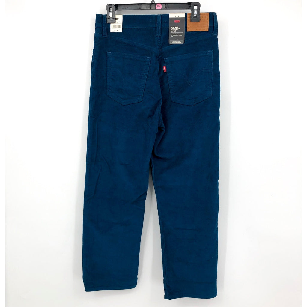 LEVI'S Ribcage Straight Ankle Corduroy Pants 29x27 US 8 Sea Blue 79755-0025 NWT