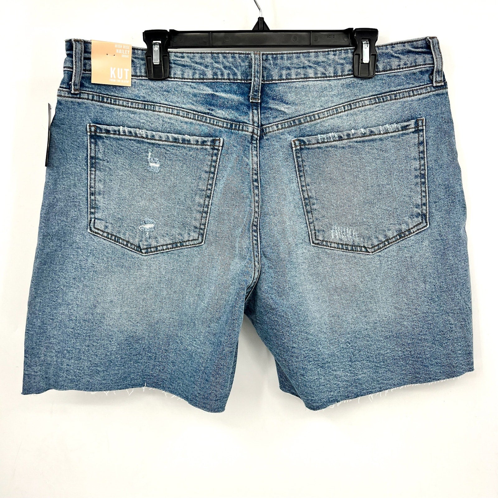 KUT FROM THE KLOTH Hailey Cut-off Denim Shorts Size 14 Focus Blue Jean NWT