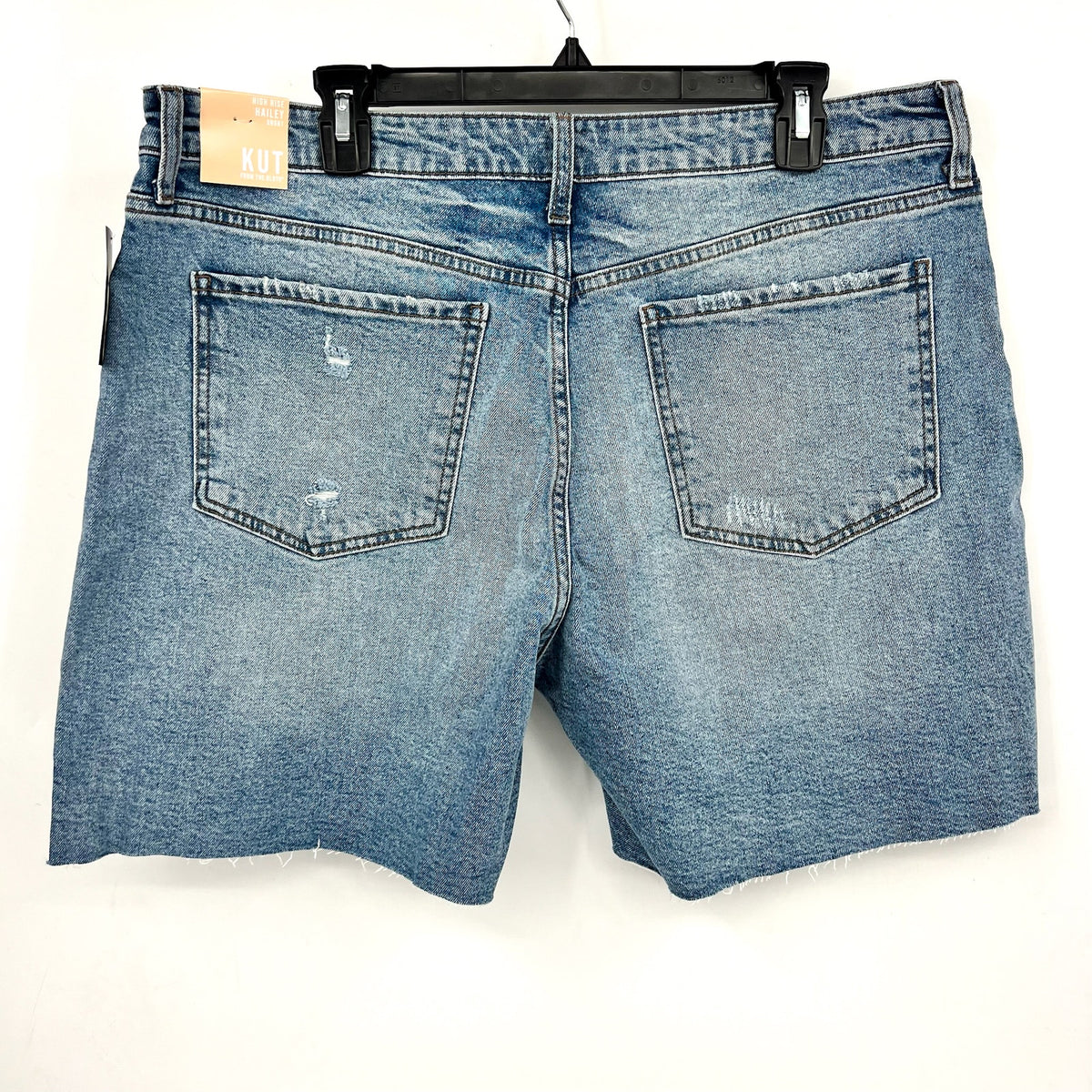 KUT FROM THE KLOTH Hailey Cut-off Denim Shorts Size 14 Focus Blue Jean NWT