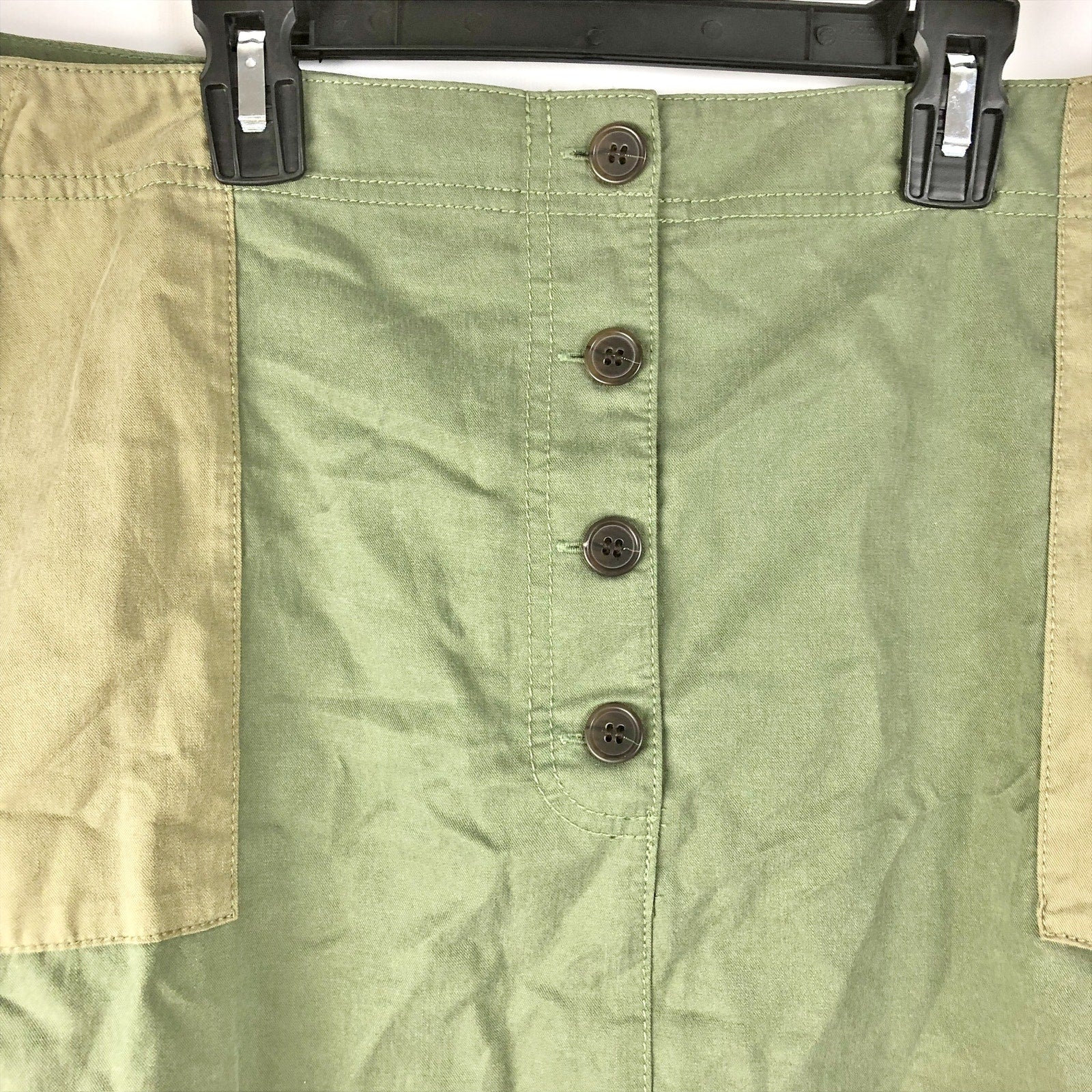 TREASURE & BOND Mini Skirt 2X Olive Green Pocket Block Button Up NWOT