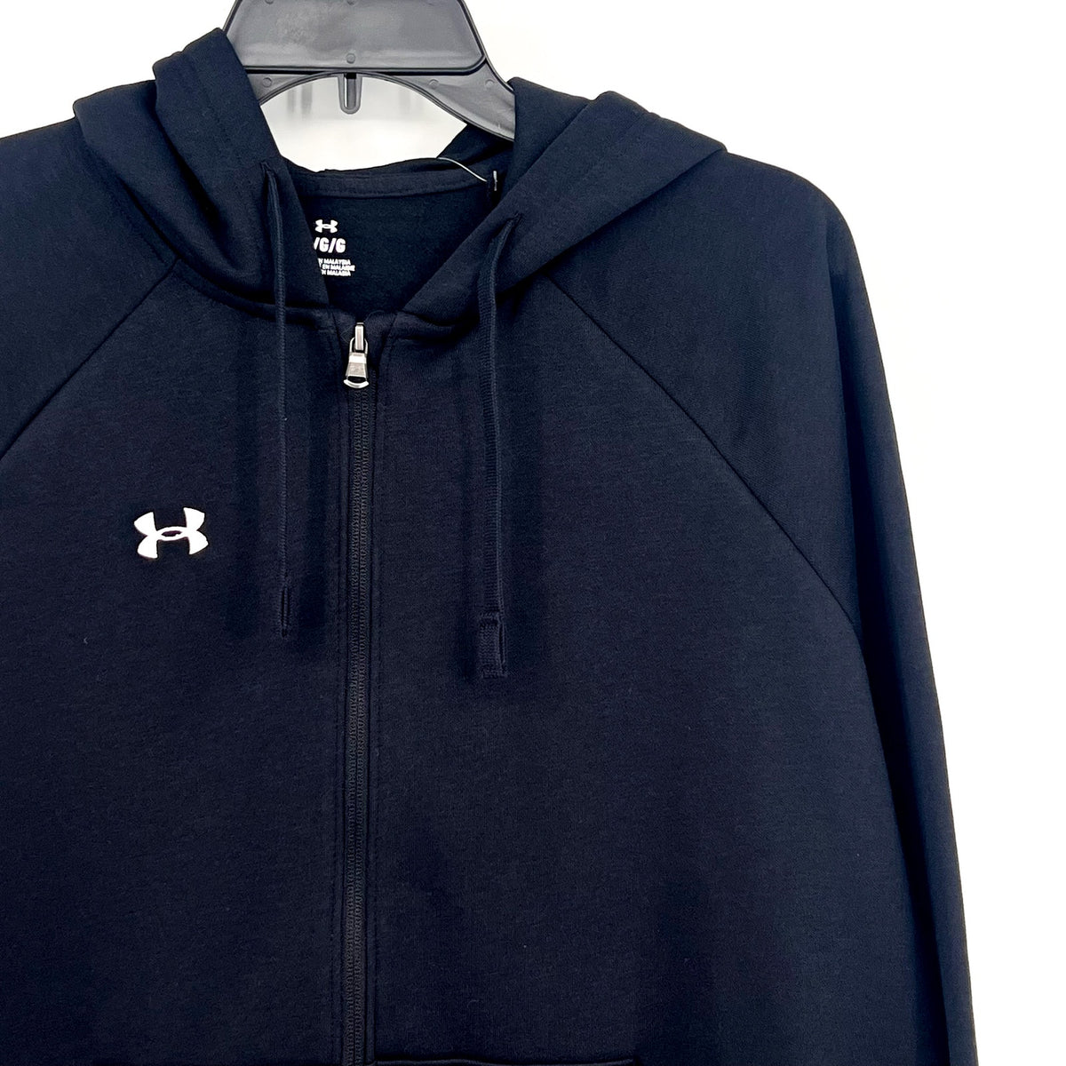 UNDER ARMOUR Womens Rival Fleece Full Zip Hoodie Large Black Sweatshirt NWT