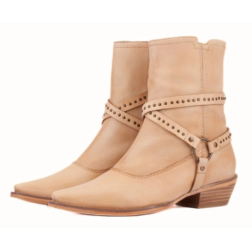 Vintage Foundry Womens Sophia Western Bootie Size 8.5 EU 39 Tan Leather NIB
