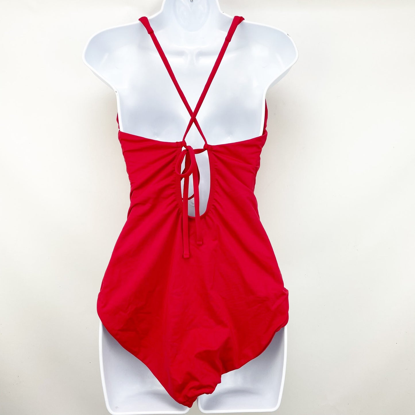 Andie Swim Womens The Bali One Piece Swimsuit Medium Tall Red Plunge