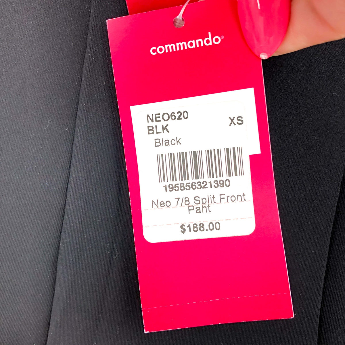 COMMANDO Women's Neoprene Split Front Pants XS Black Stretch NWT