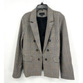 FORTUNE + IVY Women Double-Breasted Blazer Medium Glen Plaid Grey Multi NWOT