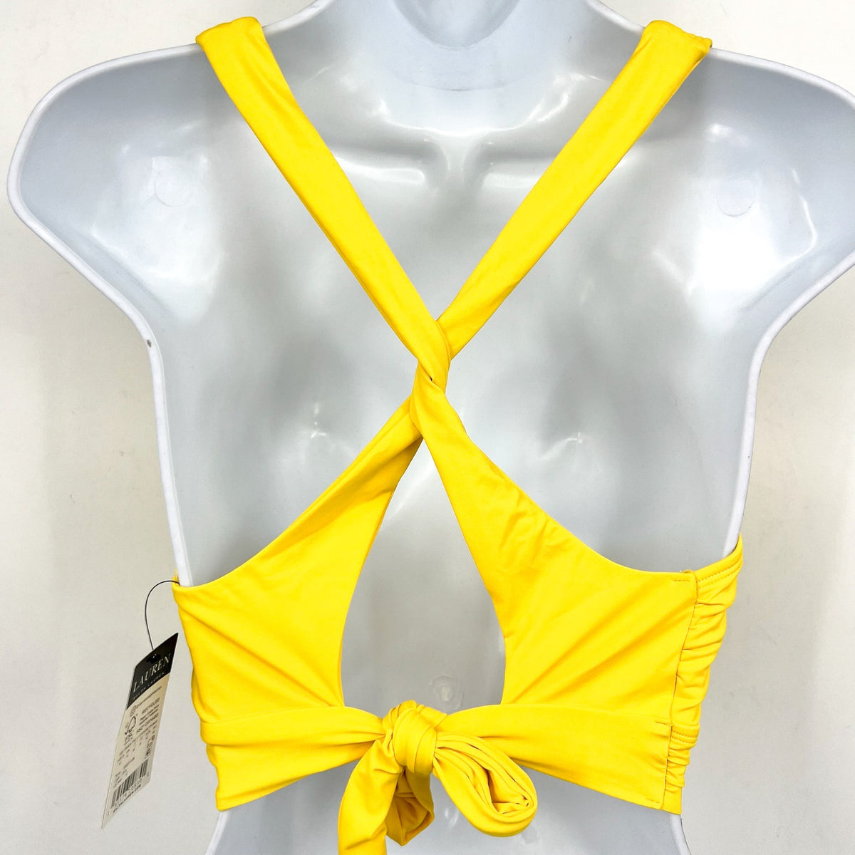 LAUREN RALPH LAUREN Twist X Back Bikini Top SIZE 12 Bright Yellow Beach Club NWT