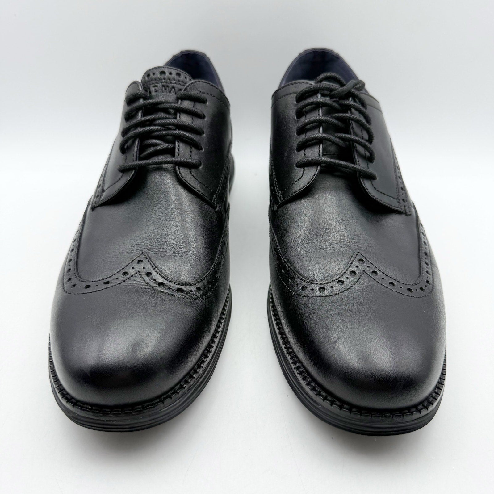 Cole Haan Mens Original Grand Wing Tip Oxford Shoes US 11 M Black Leather NWOB