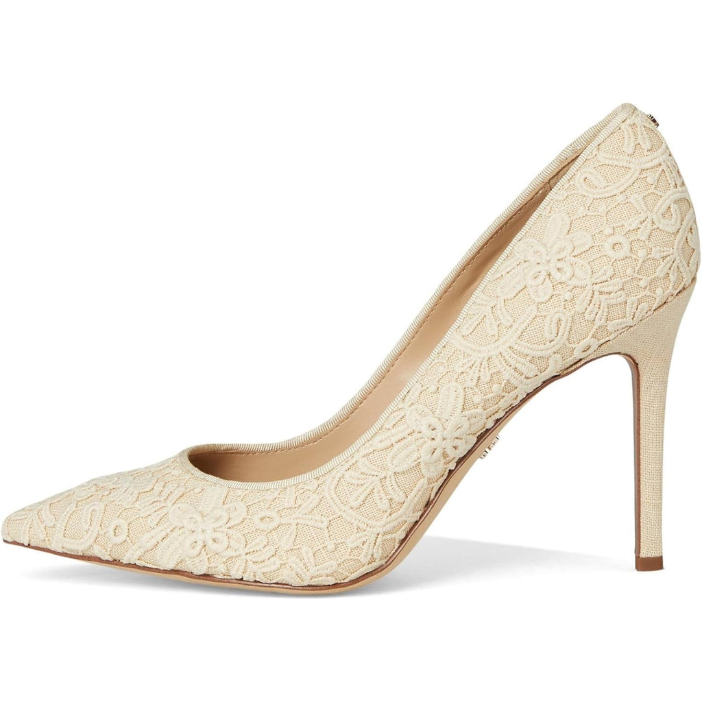Sam Edelman Womens Hazel Pointed Toe Pumps Size 7 Wide EU 37 Ivory Lace NIB