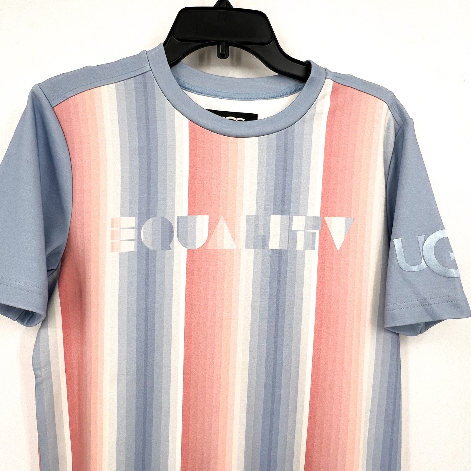 UGG UNISEX Pride Logo Equality T-shirt Medium Blue Multi Stripe NWOT