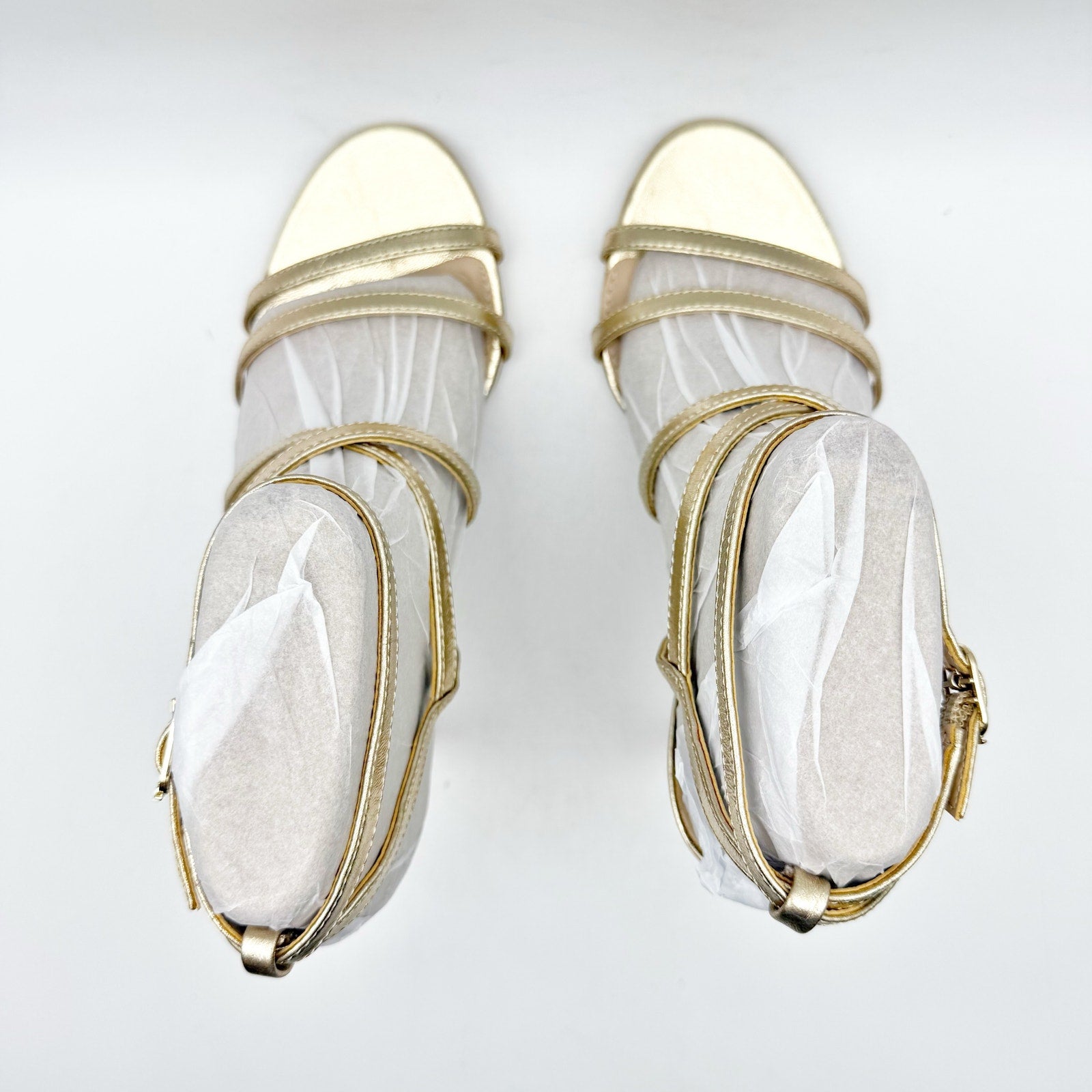 Sam Edelman Womens Delanie Heeled Sandals US 6 M EU 36 Gold Leather Strappy NIB
