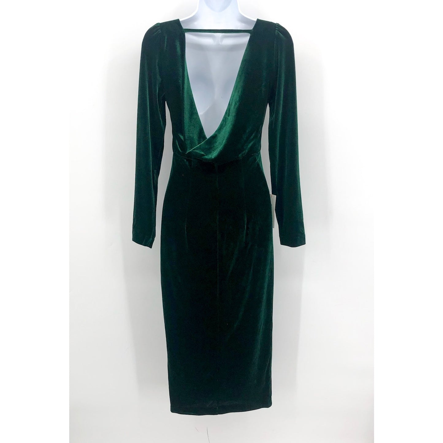 BARDOT Women's Kalani Cowl Back Velvet Dress US 4 Dark Green Long Sleeve NWT