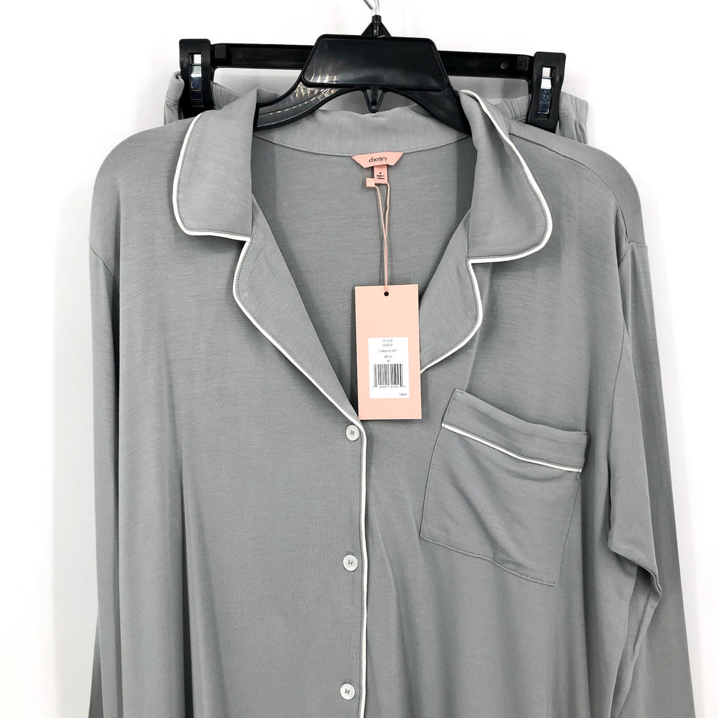 EBERJEY Women's Gisele Long Pajama Set Medium Gray Moonlight TENCEL Modal NWT