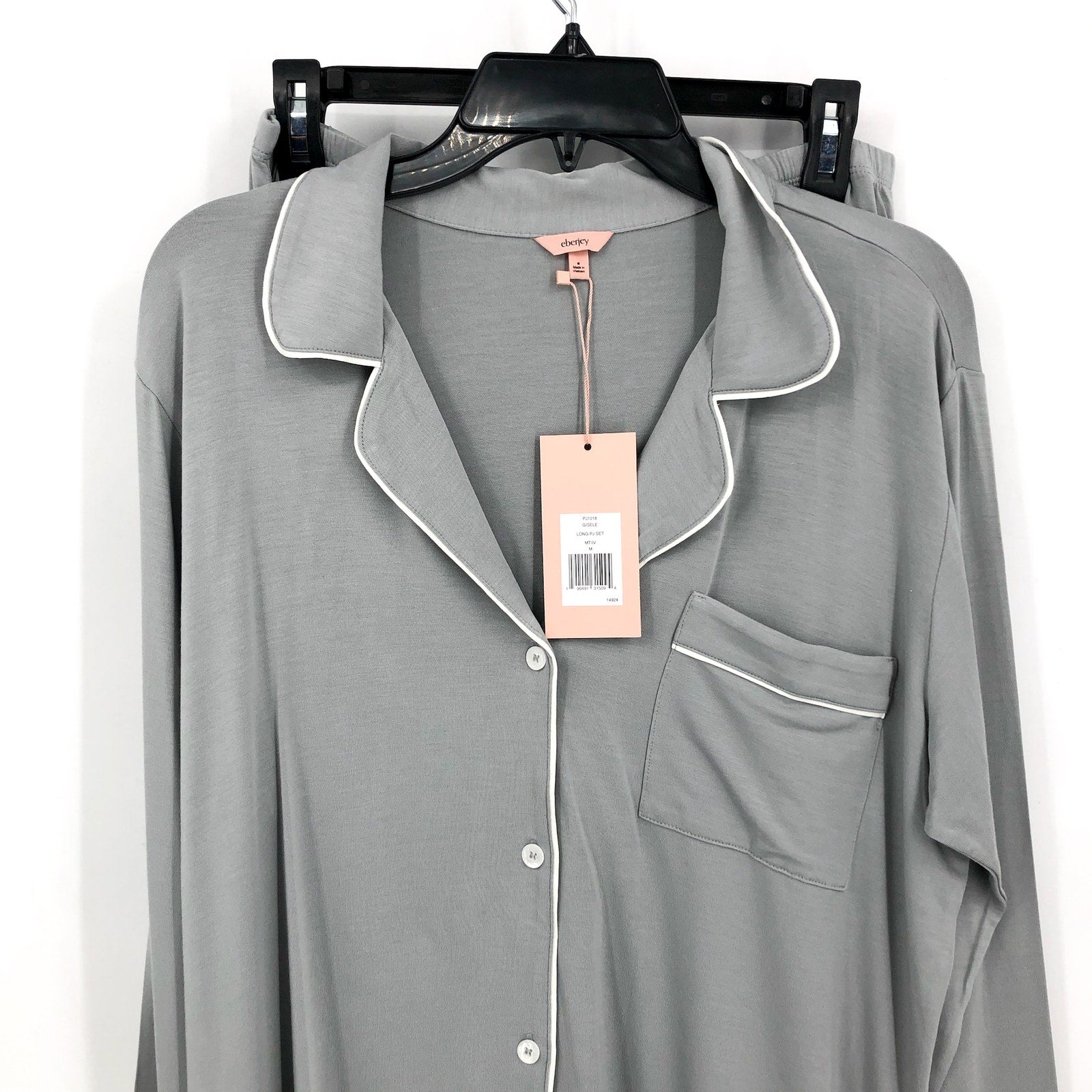 EBERJEY Women's Gisele Long Pajama Set Medium Gray Moonlight TENCEL Modal NWT