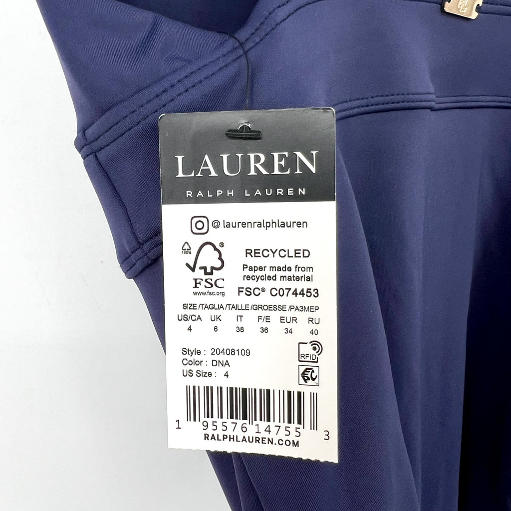 Lauren Ralph Lauren Sculpting One-Piece Swimsuit Size 4 Navy Blue V-Neck NWT