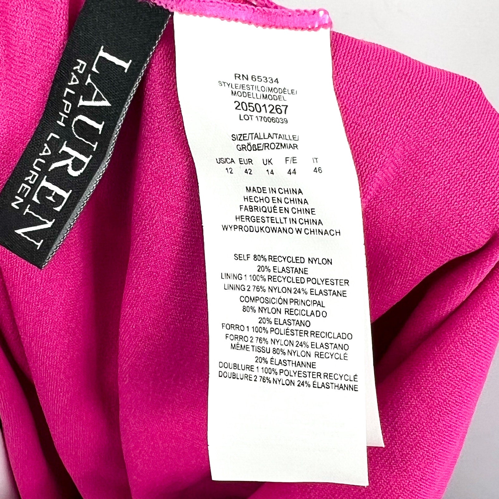 LAUREN RALPH LAUREN O-Ring One-Piece Swimsuit Size 12 Freesia Pink High-Neck NWT