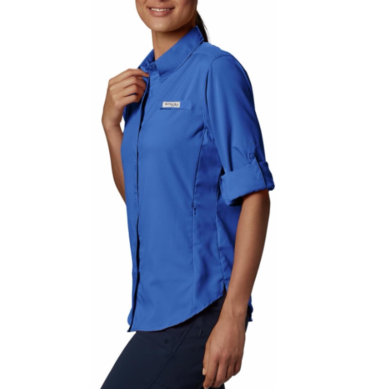 COLUMBIA Women’s PFG Tamiami II Long Sleeve Shirt XL Blue Macaw UPF 40 NWT