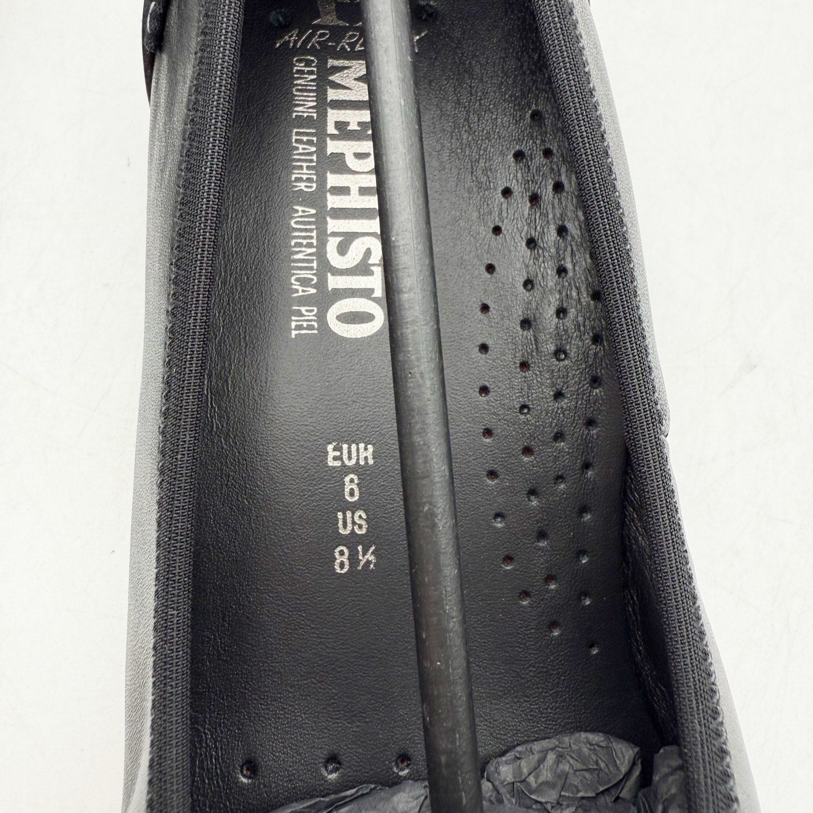 Mephisto Womens Electra Flats EU 38.5 US Size 8.5 Black Leather NIB
