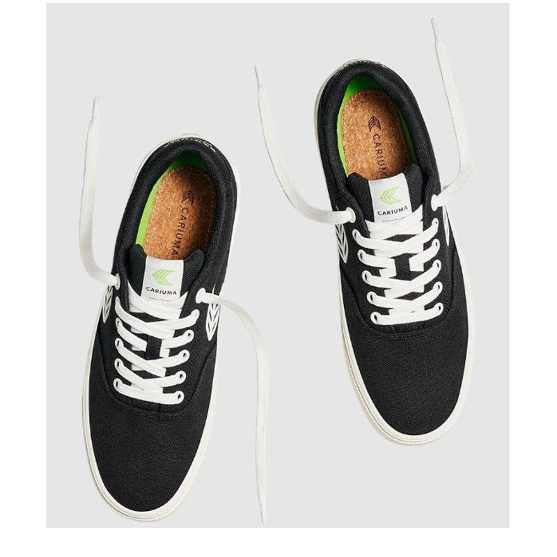 Cariuma Womens Naioca Sneakers Size 8.5 Black Off White Organic Canvas NIB