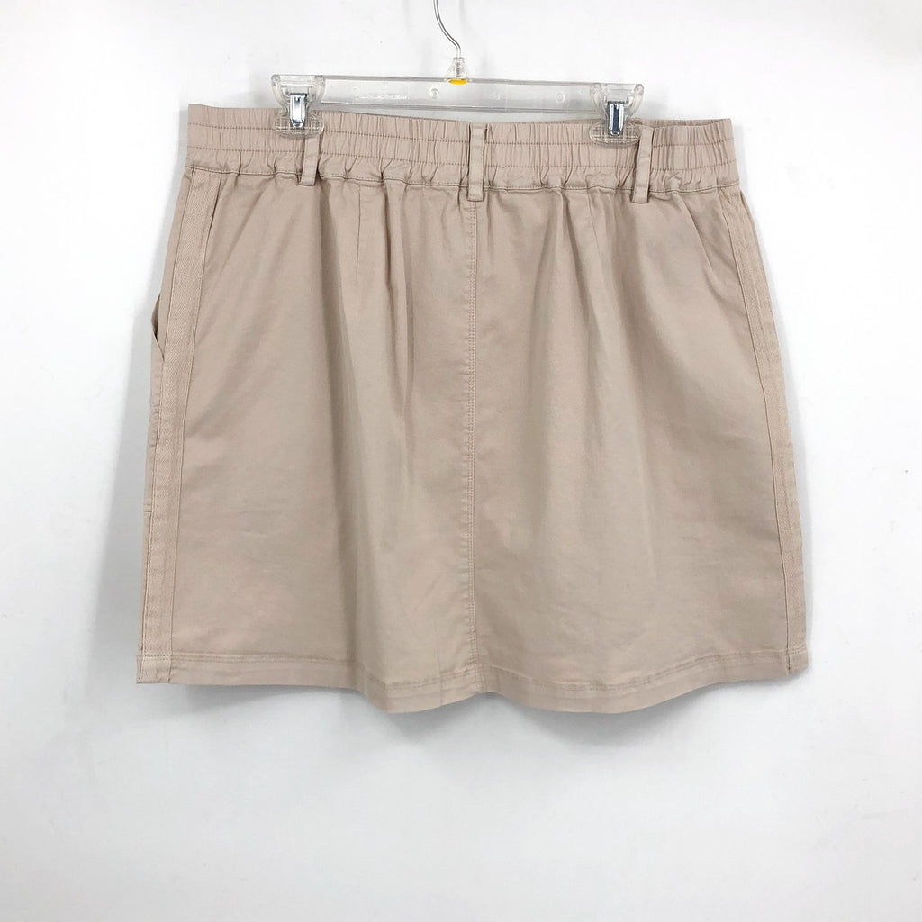 MICHAEL STARS Women's Monroe Twill Miniskirt 1X Khaki Cement Pockets Stretch NWT