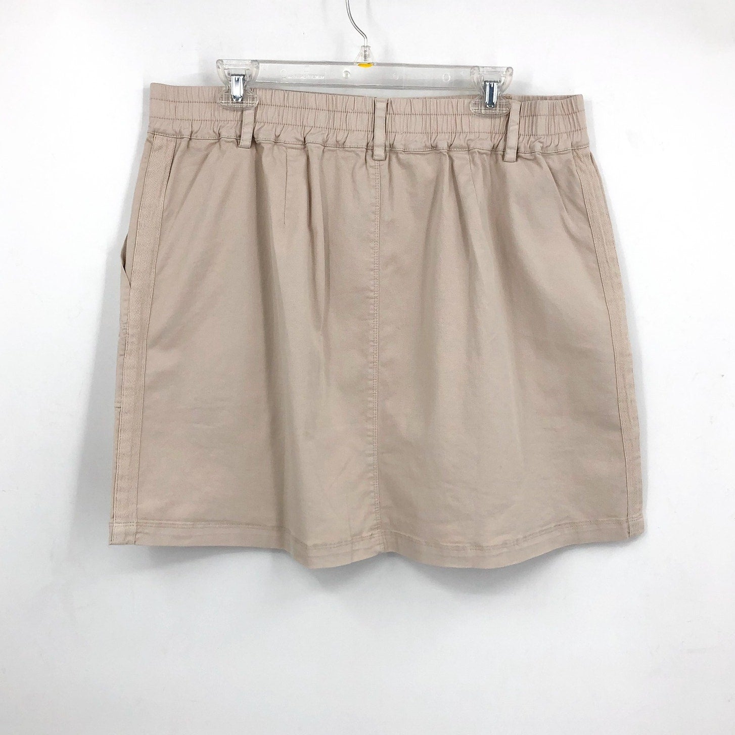 MICHAEL STARS Women's Monroe Twill Miniskirt 1X Khaki Cement Pockets Stretch NWT