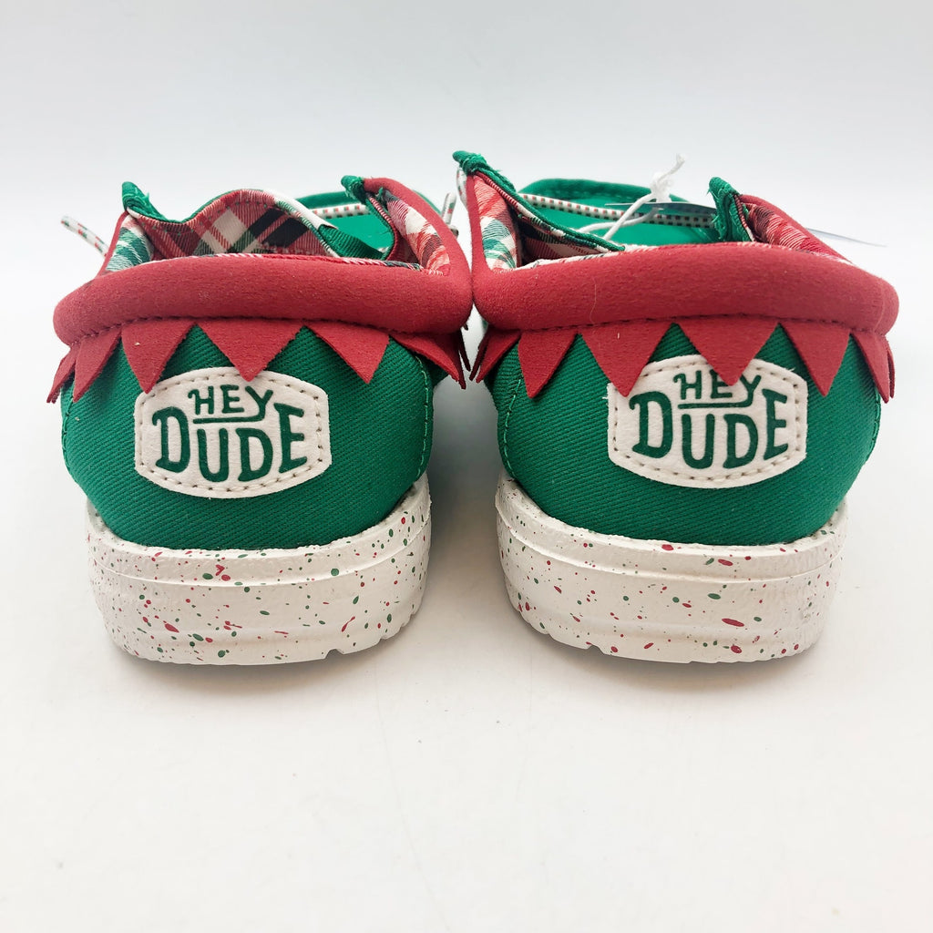 Hey Dude Kids Wally Holiday Elf Slip-On Casual Shoes 5 YOUTH Green Red NWOB