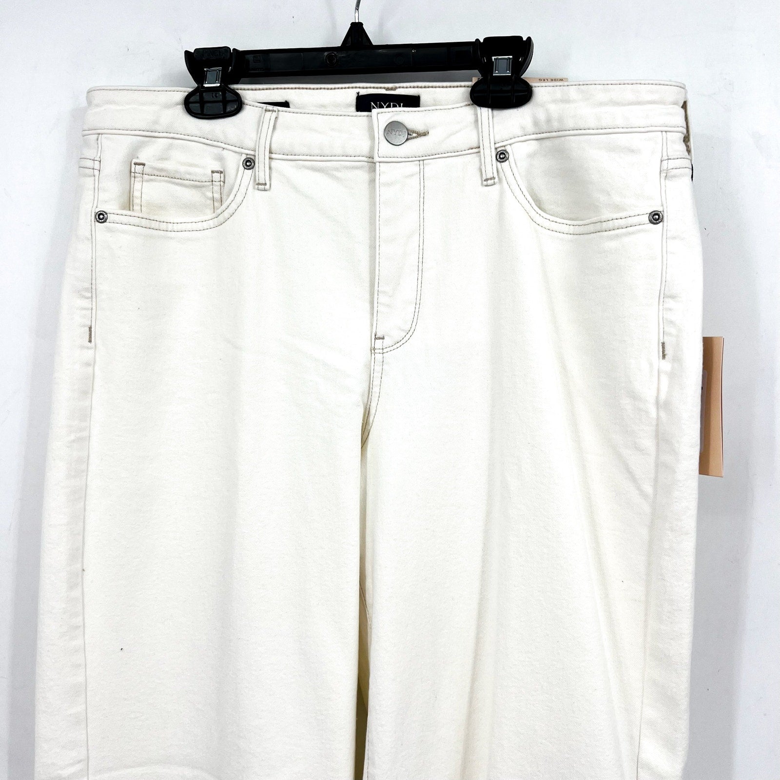 NYDJ Women's Teresa Wide Leg Jeans Size 12 Winter White Stretch 1.5'' Hem NWT