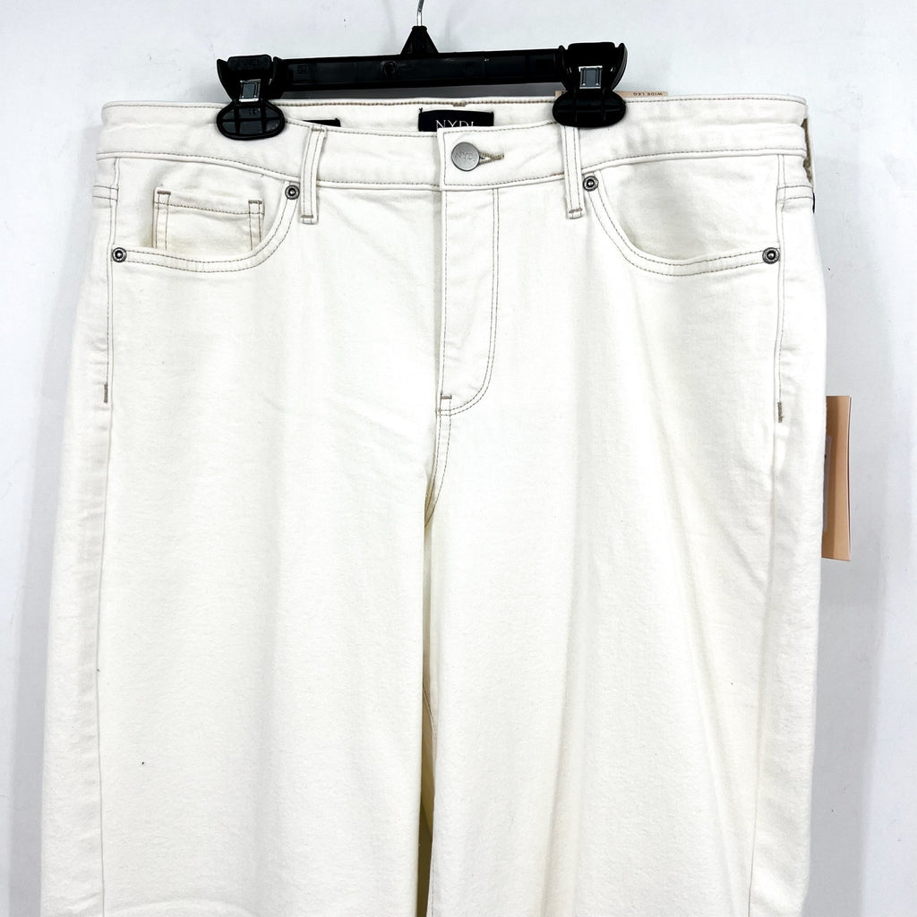NYDJ Women's Teresa Wide Leg Jeans Size 12 Winter White Stretch 1.5'' Hem NWT