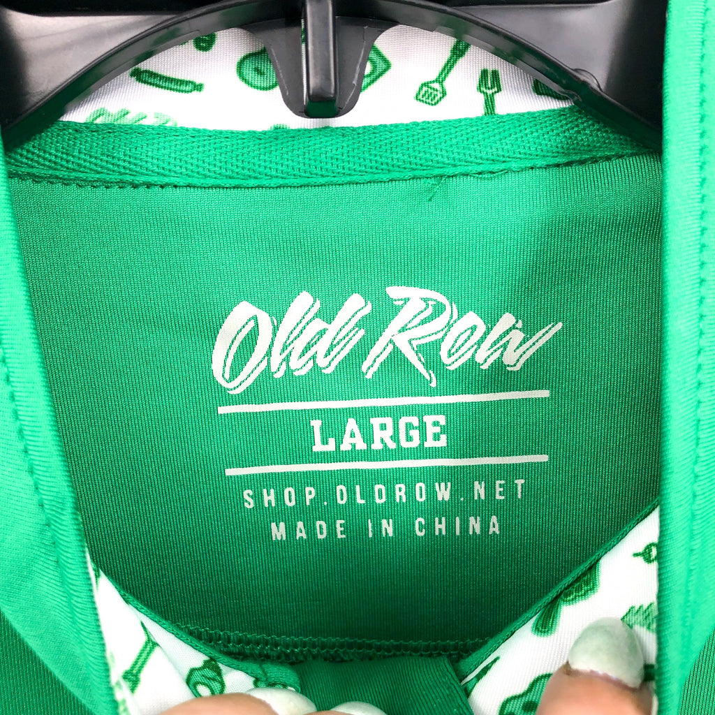 OLD ROW Men's Tailgate Quarter Zip Performance Pull Over Large Kelly Green NWT