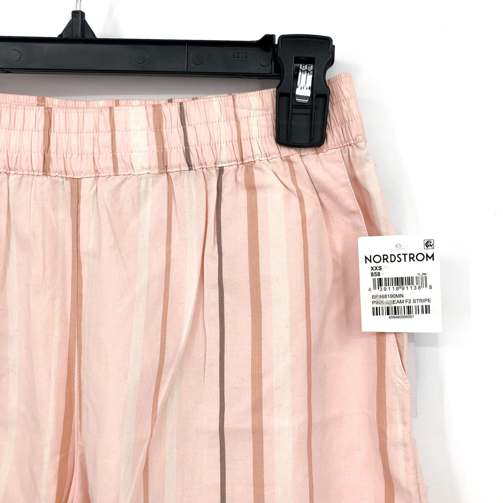 BP. Unisex Stripe Cotton Casual Short XXS Pink/Cream Elastic Waist Nordstrom NWT