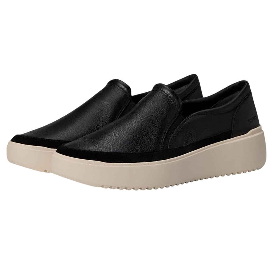 Vionic Womens Kearny Sneakers Size 8.5 Wide Black Leather Slip-On NWOB