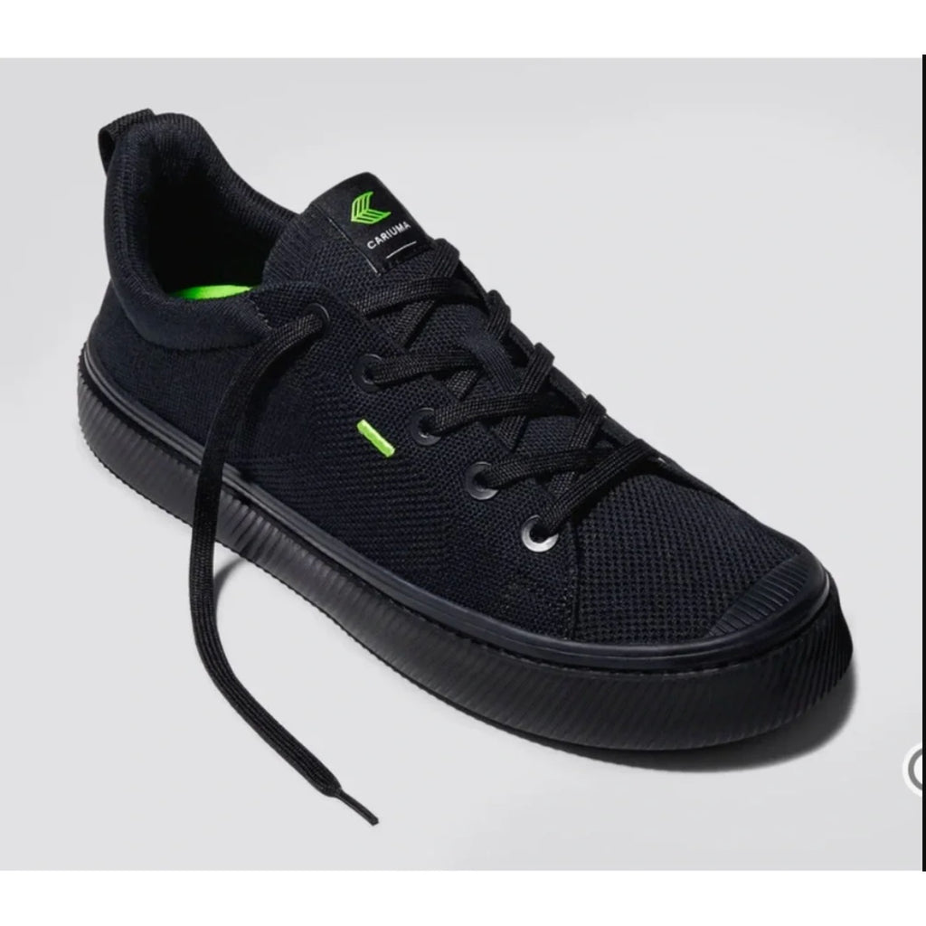 Cariuma IBI Low Casual Sneakers Mens 9.5 Womens 11 Black Bamboo Knit NIB