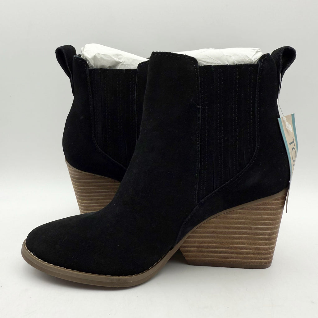 Toms Womens Noa Ankle Boots Size 5 EU 35.5 Black Suede Pull On NIB