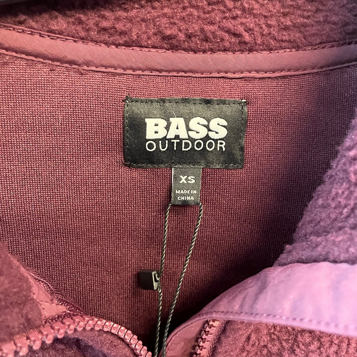 BASS OUTDOOR Coastal Sherpa Jacket XS Purple Fig Full-Zip Drawstring-Waist NWT
