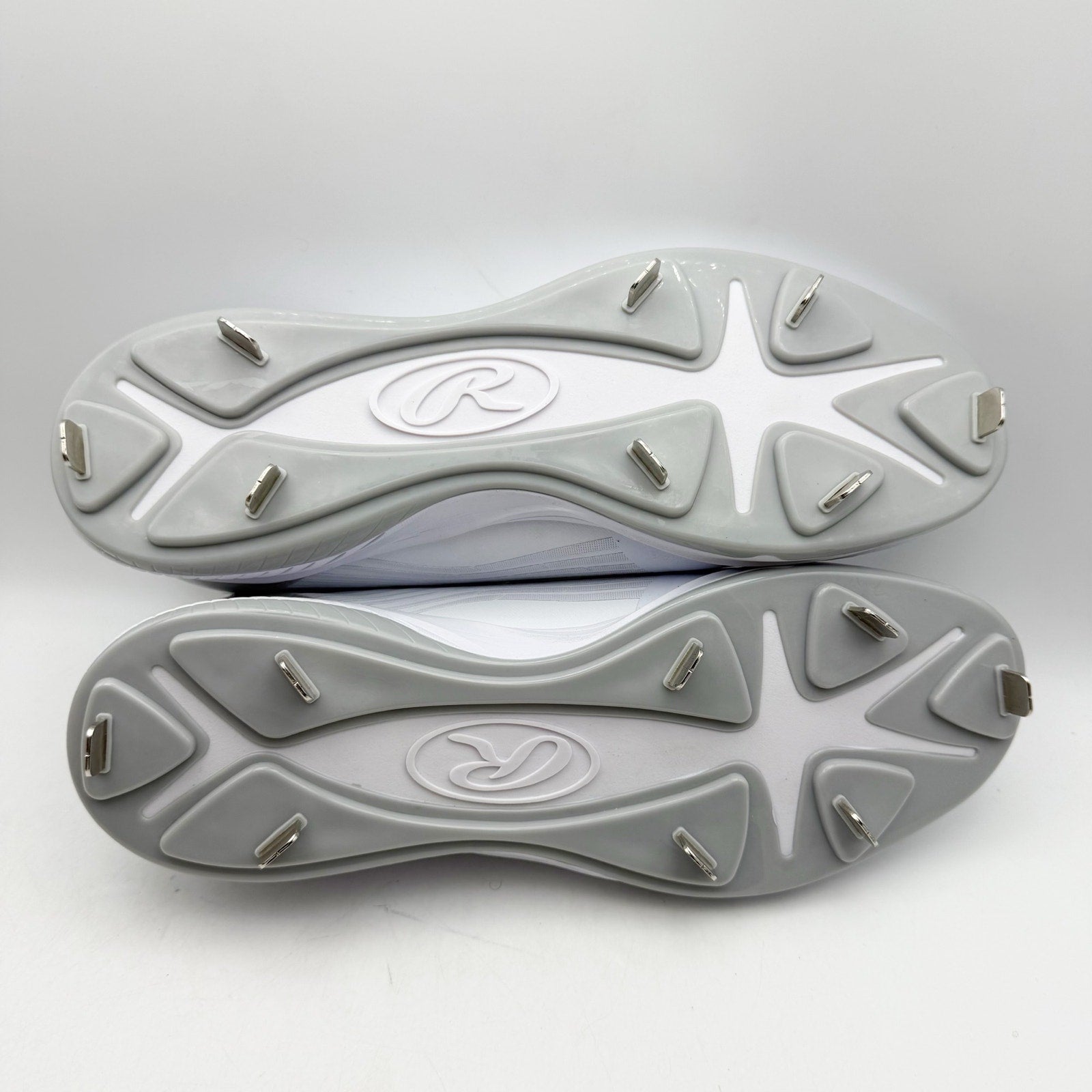 Rawlings Mens Bullpen Low Baseball Cleats US 13 White Gray Metal NWOB