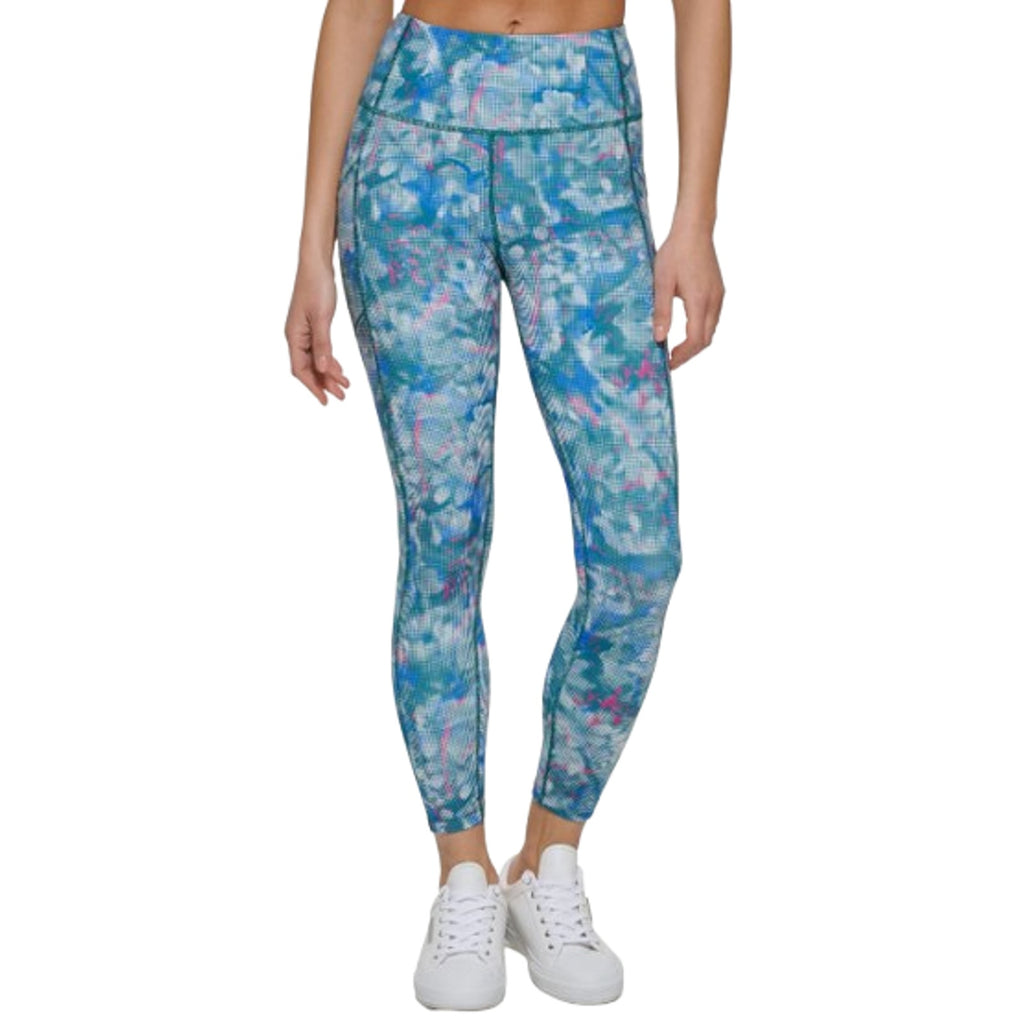 CALVIN KLEIN PERFORMANCE 7/8 Leggings Large Blue Pink Geometric Print NWT