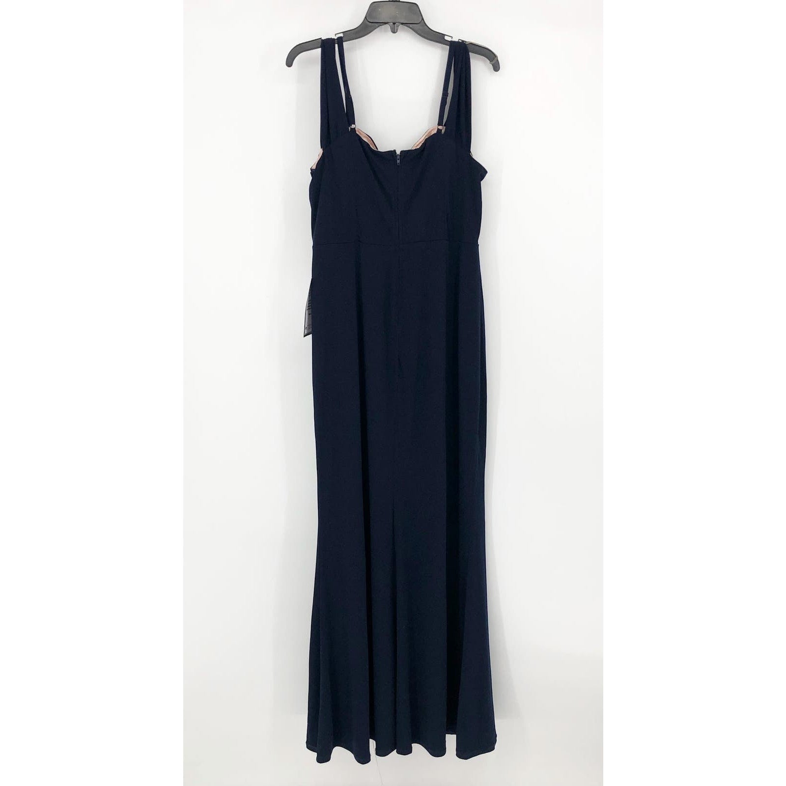 CITY STUDIO Trendy Off-The-Shoulder Slit Gown 16W Navy Blue Rose Pink NWT