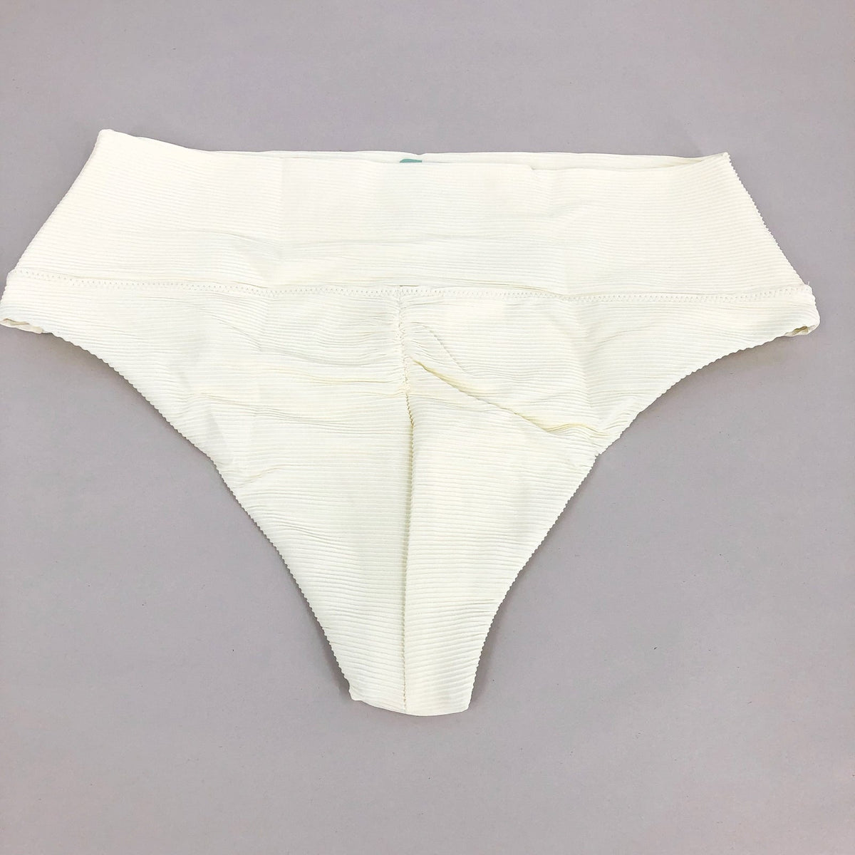 PRANA Women's Aurelia Bikini Bottom Large White Horchata Ottoman High Waist NWT
