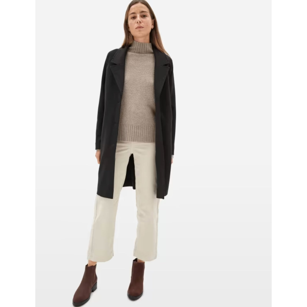 Everlane Womens The Dream Coat Small Black Overcoat Knit Long NWT