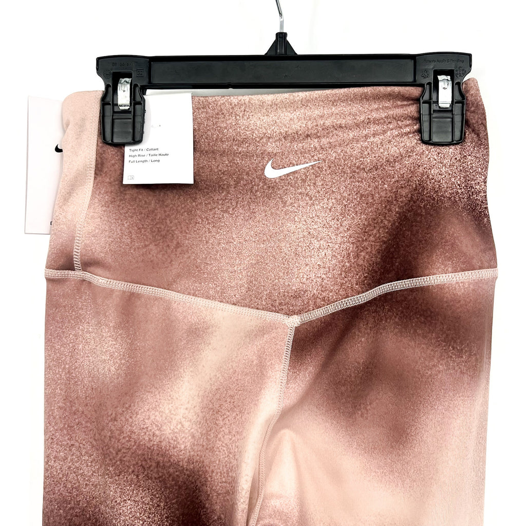 NIKE Womens One Dri Fit High Rise Leggings XS Pink Print Smokey Mauve NWT