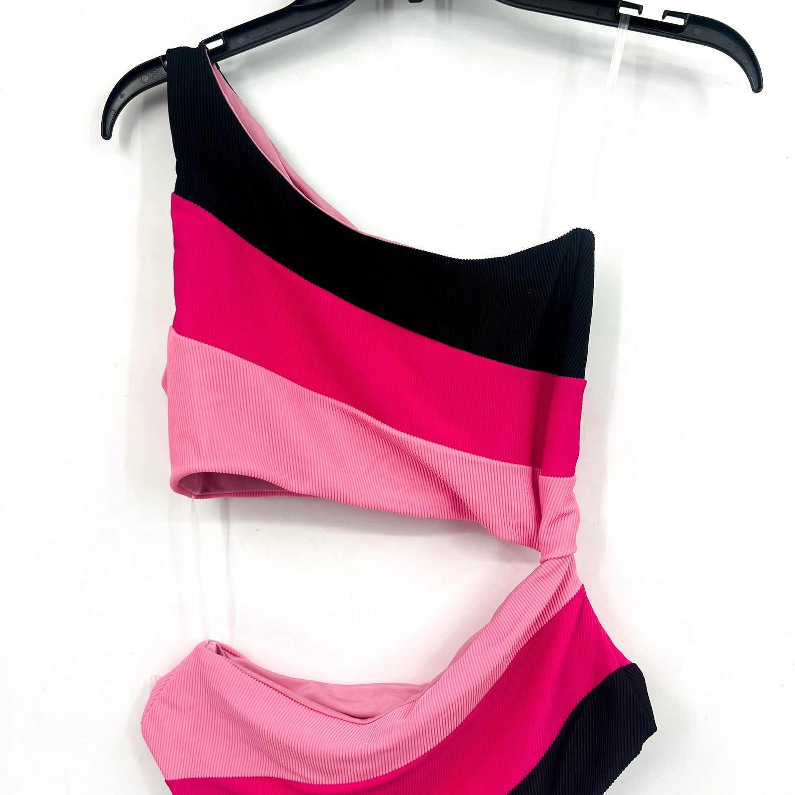 BEACH RIOT Women's Joyce One-Piece Swimsuit Small Pink Black One-Shoulder NWT