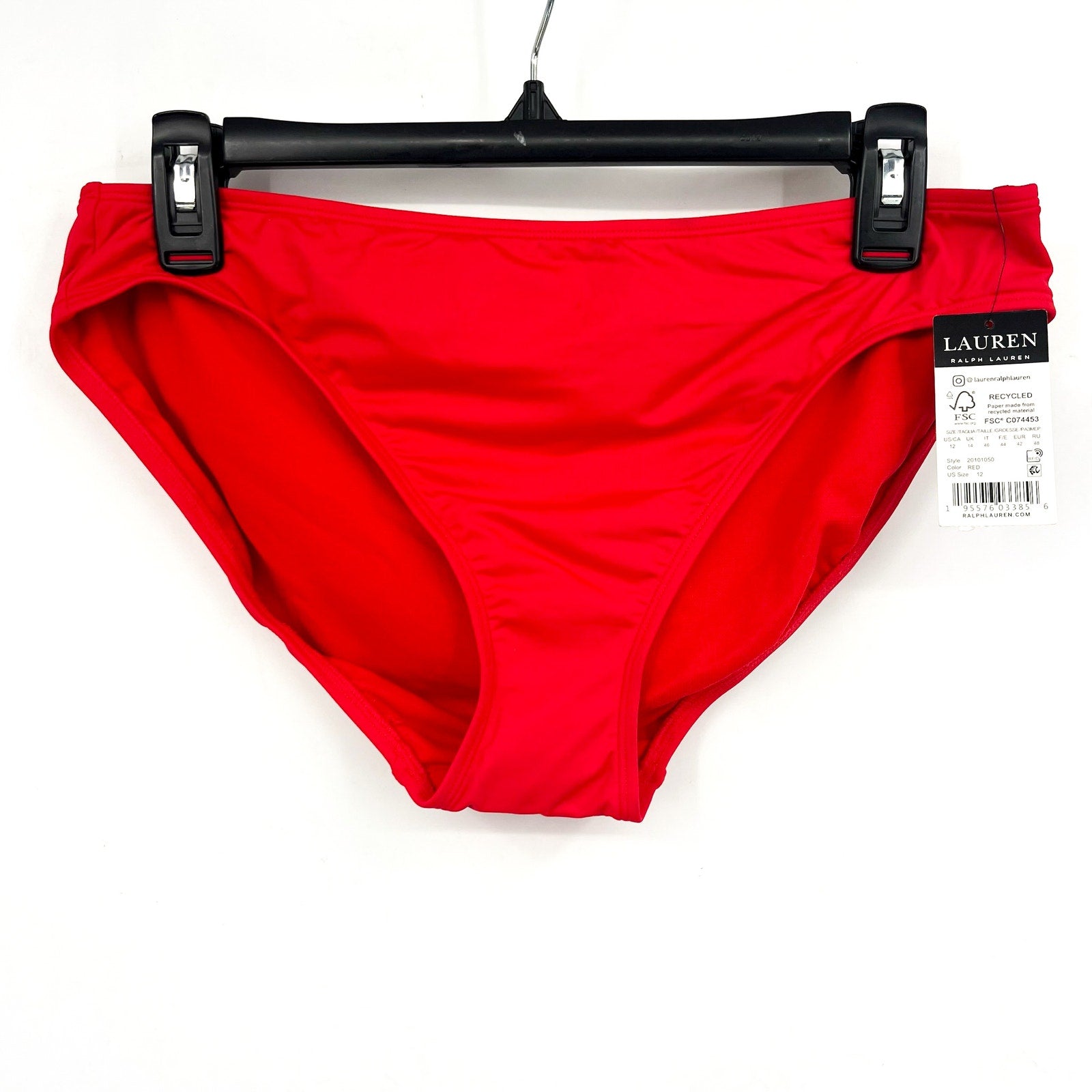 LAUREN RALPH LAUREN Hipster Bikini Bottoms Size 8 Red Beach Club Swim NWT